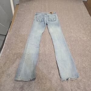 Y2K Indie Hollister Arch Flare Jeans sz 3R Low Rise Light Wash Distressed Grunge